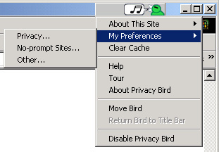 screen shot of My Preferences menu